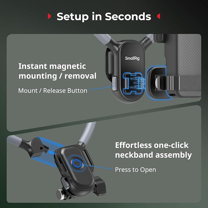 SMALLRIG Magnetic Neck Mount for DJI Pocket 4/3/OSMO 360/Nano/Action 6/5 Pro/4 - Image 3