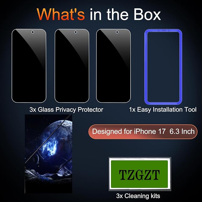 TZGZT 3 Pack Privacy Screen Protectors - Image 2