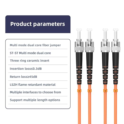Fiber Optic Cable Duplex ST to ST OM1 62.5/125μm Multimode Fiber Patch Cable - Image 3