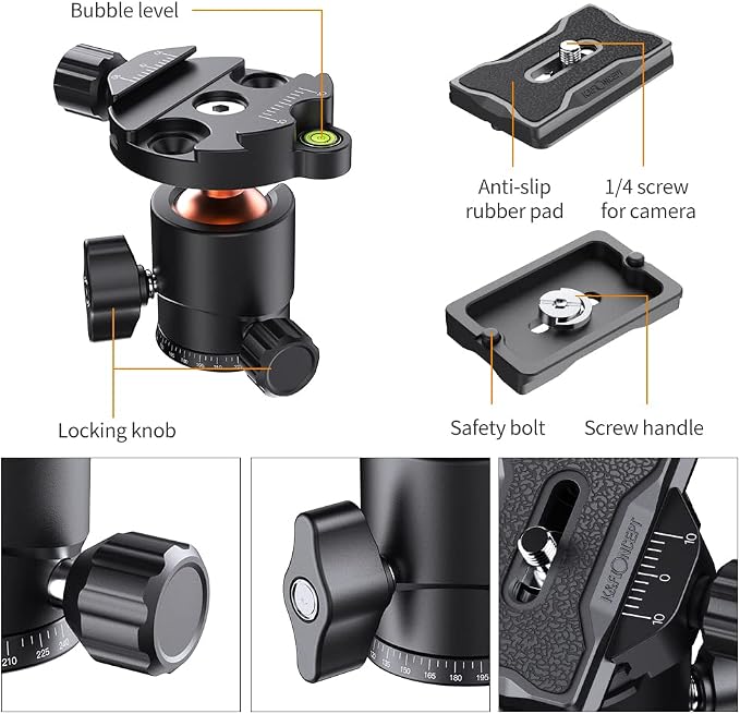 K&F Concept 25mm Metal Tripod Ball Head 360 Degree Rotating Panoramic - Image 6