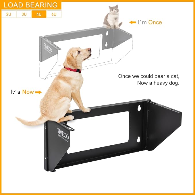 RIVECO 4U Wall Mount Rack for Network. Reinforced Heavy Load 66-99 LBS Small - Image 3