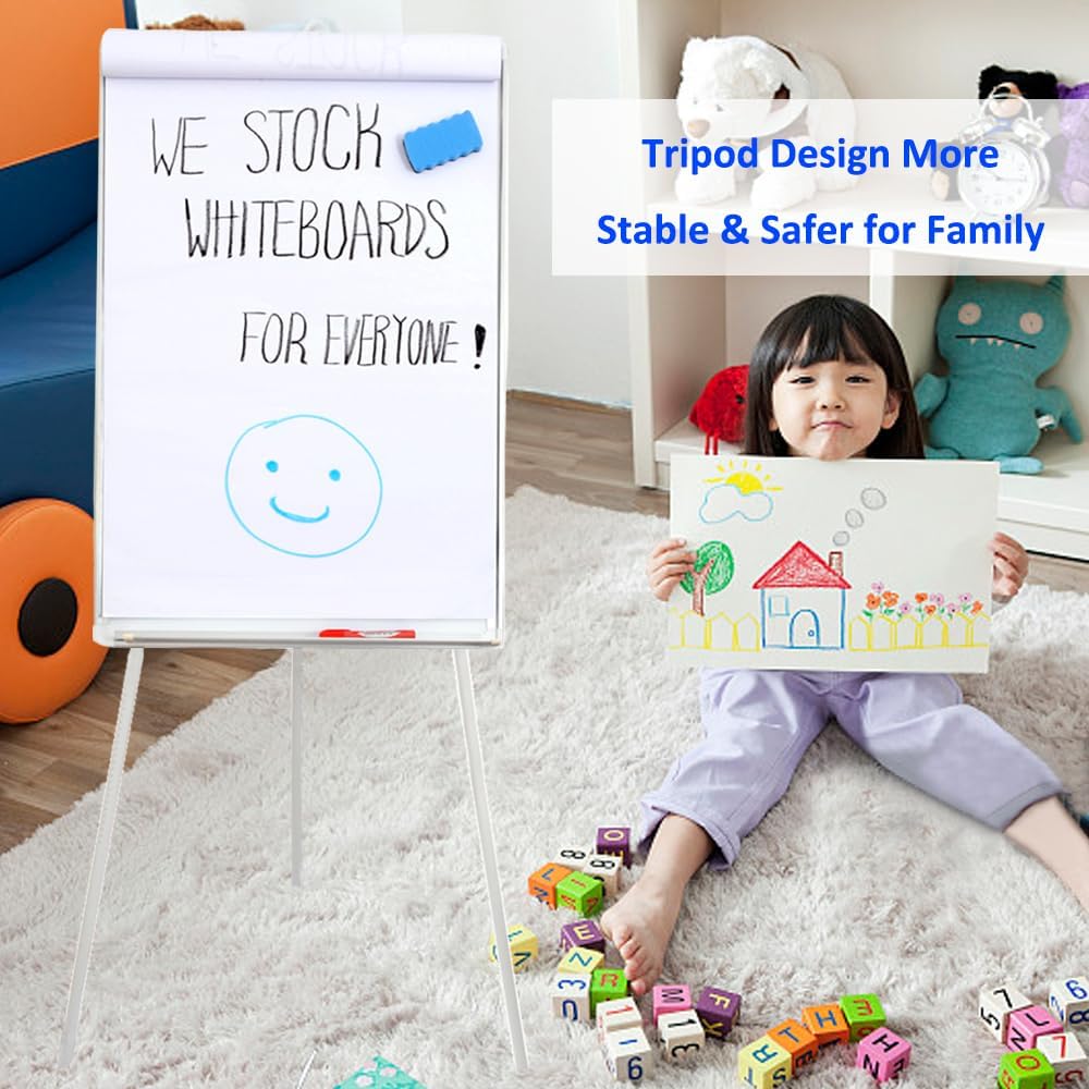36" x 24" Magnetic Dry Erase Easel Board with Adjustable Tripod Stand – Portable Whiteboard for Office, Classroom & Presentations – Includes Flipchart Paper, Magnets & Eraser