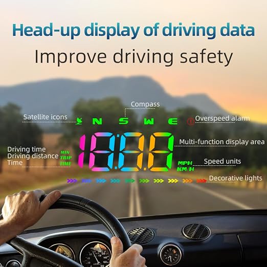 Heads Up Display M23 Color, GPS Digital Speedometer MPH - Image 3