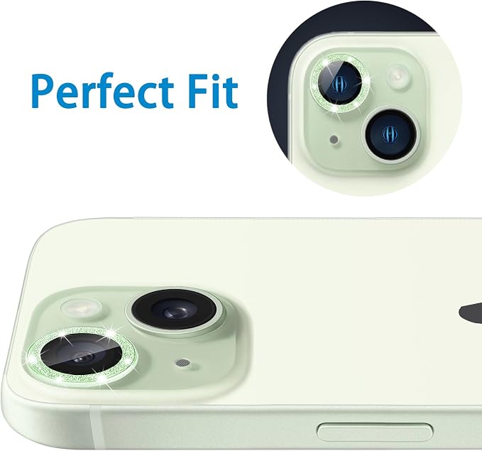 Compatible with iPhone 15 & 15 Plus Camera Lens Protector, Bling Glitter - Image 6