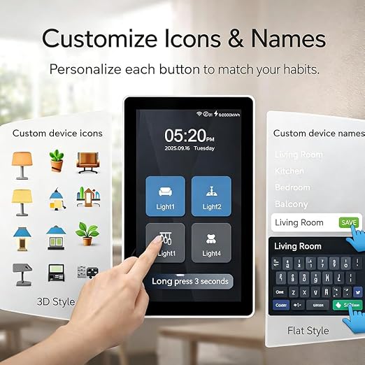LANBON L10 Large LCD Smart Light Switch, Custom Display & Icons, 6-in-1 1/2/3/4 - Image 3