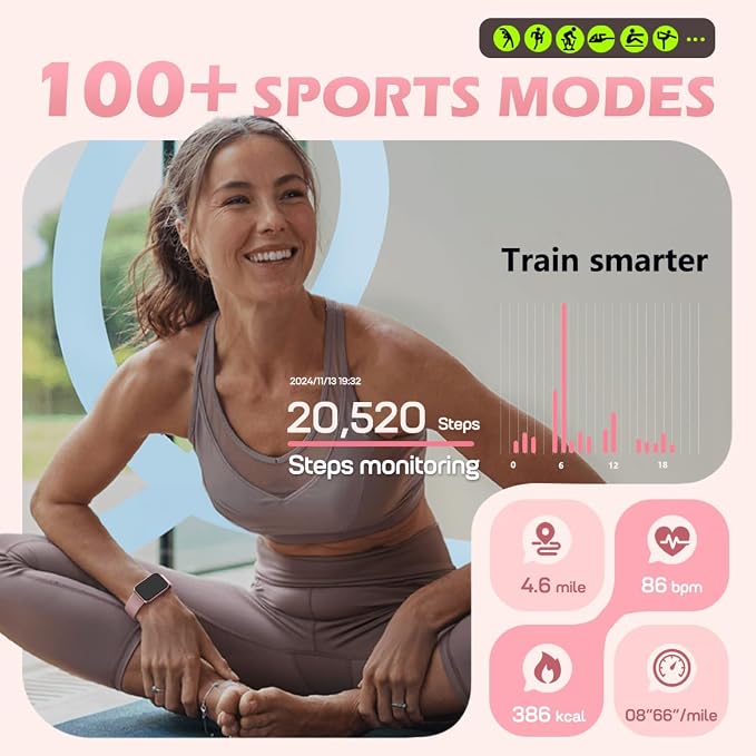 MorePro Health Fitness Tracker for Women Men, 24/7 Heart Rate Blood Pressure & - Image 5