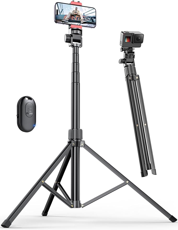 Pnitri 71'' Phone Tripod Stand, Extendable Reinforced Aluminum Phone Stand by Pnitri