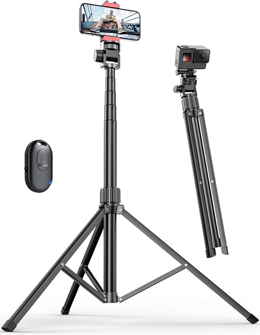 Pnitri 71'' Phone Tripod Stand, Extendable Reinforced Aluminum Phone Stand by Pnitri