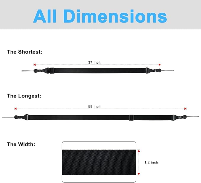 TIMISM Shoulder Strap, 59 inch Adjustable Removable Shoulder Straps, Sturdy - Image 2