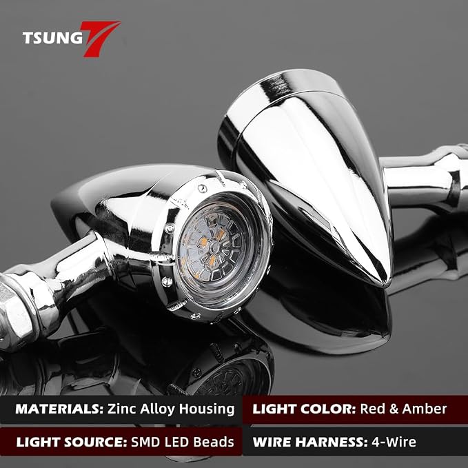 TSUNG 2PCS Motorcycle Rear Turn Signals LED Bullet SMD Blinkers Brake Tail - Image 2