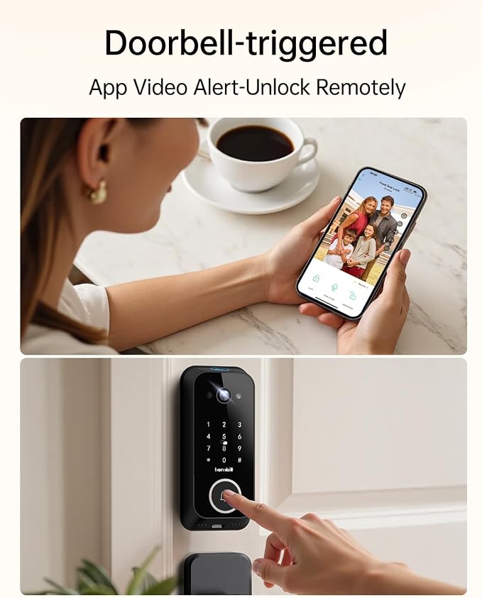 Video Smart Lock with Camera: 4-in-1 Ring+2K Camera+Doorbell+Fingerprint - Image 5