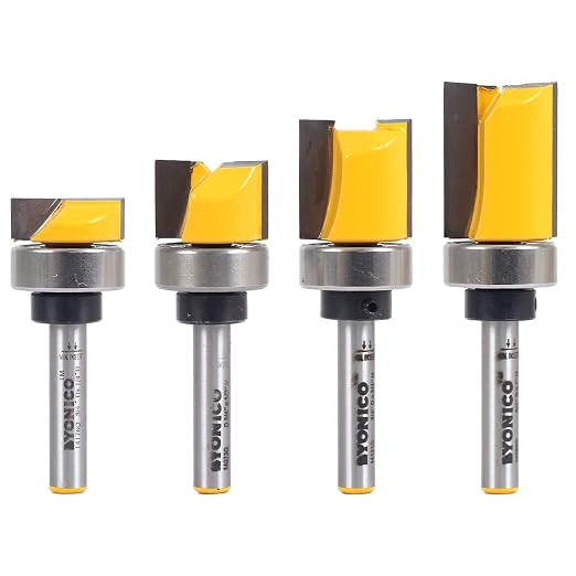 YONICO Flush Trim Router Bit Set 4 Bit 3/4-Inch Diameter 1/4-Inch Shank 14425q by Yonico