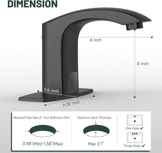 Touchless Bathroom Sink Faucets, Matte Black - Image 2