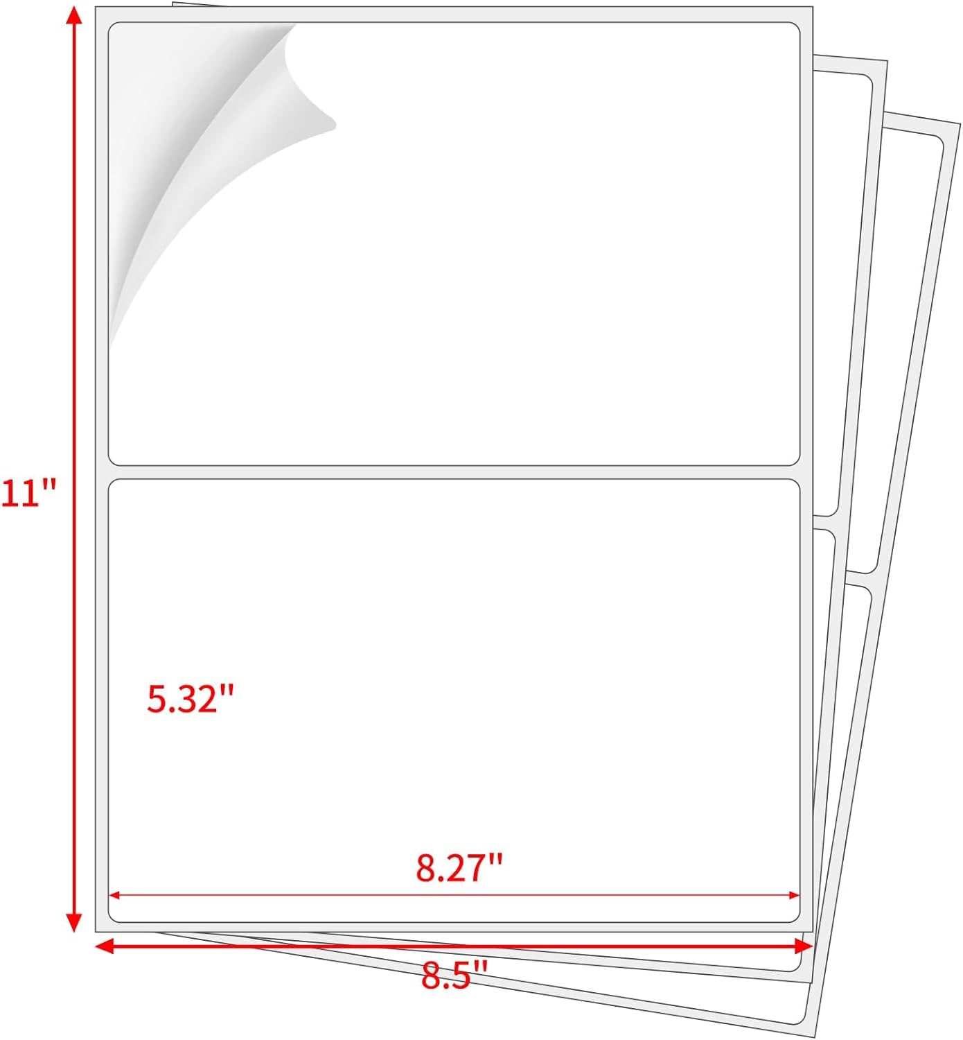 Coopaty Half Sheet Shipping Labels 8.5" x 5.5" Sticker Labels for Laser & Ink Jet Printers, 2 Per Page Self Adhesive Mailing Labels for Packages (2000 Labels)