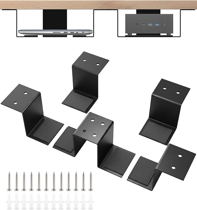 Under Desk Laptop Twin Holder & Device Mount, Heavy Duty Metal Adhesive by Unknown