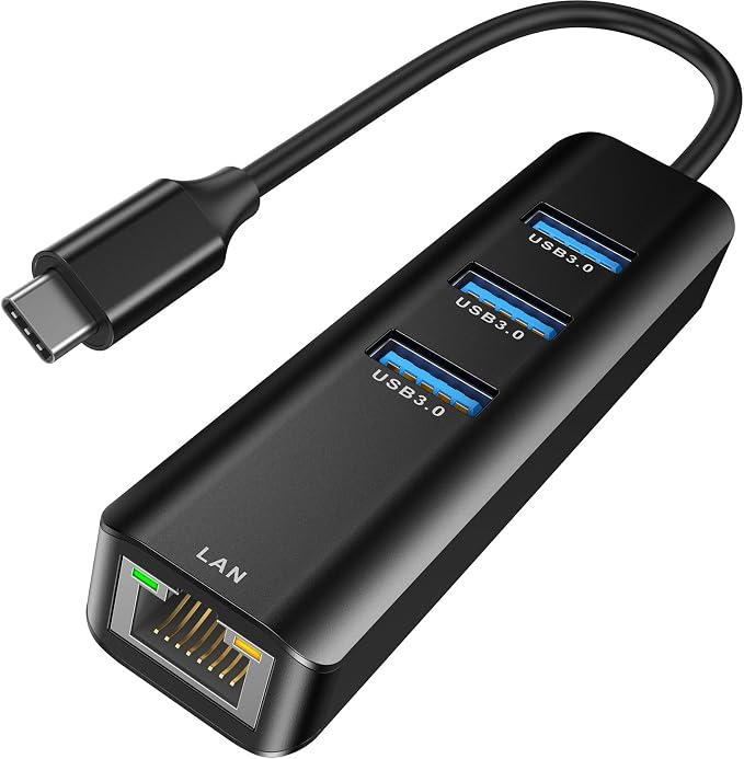 USB C to Ethernet Adapter, ABLEWE 4-in-1 RJ45 to USB-C/Thunderbolt 3 to Gigabit by ABLEWE