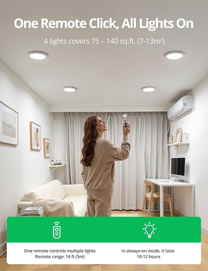 Bojim Wireless Waterproof Shower Light Rechargeable Motion Sensor Closet - Image 10