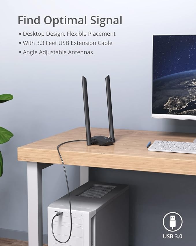 BrosTrend USB WiFi 6 Adapter AX1800 Long Range WiFi USB Adapter - Image 5