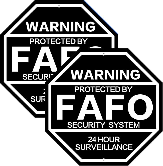 2Pack 10'' x 10'' Protected by FAFO Reflective Funny Security Sign, by JMXINHANG