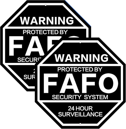 2Pack 10'' x 10'' Protected by FAFO Reflective Funny Security Sign, by JMXINHANG