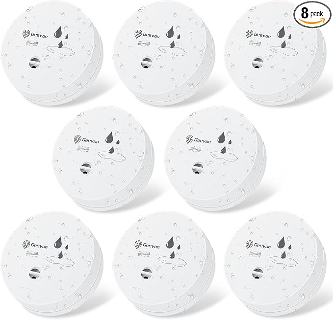 Geevon 8 Pack Water Leak Detectors, 100dB Water Sensor Alarms Flood Detector by GEEVON