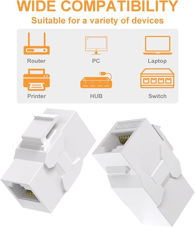 40 Pack Cat6A Keystone Jack Coupler RJ45 Female to Female Ethernet Wall Jack - Image 4