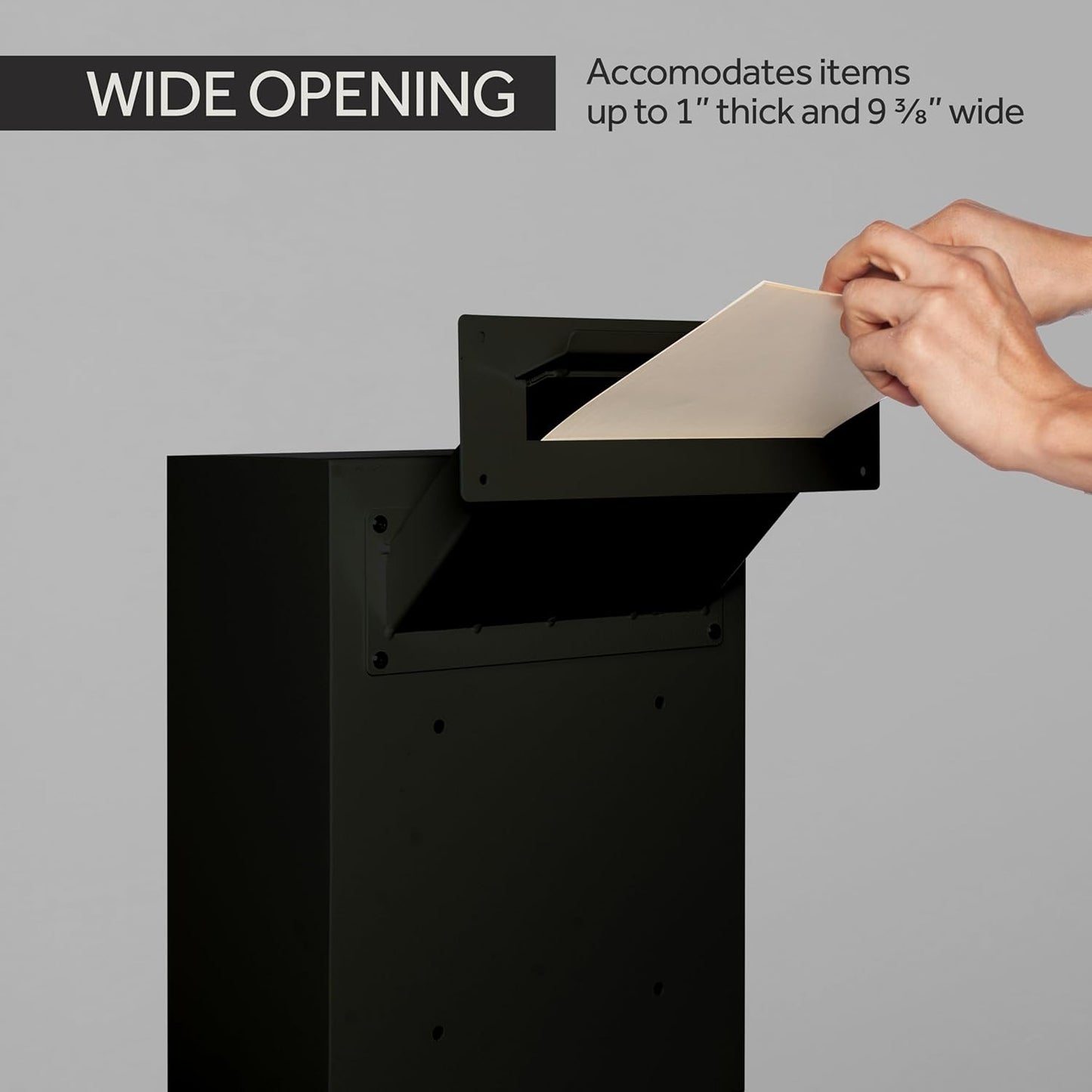 Through-The-Wall Drop Box Deposit Safe 17 x 13 x 7 - Heavy Duty Steel Mailbox with Lock for Receiving Mail, Checks, Letters, Cash and More for Home, Office and Commercial Use (D700) (Black)