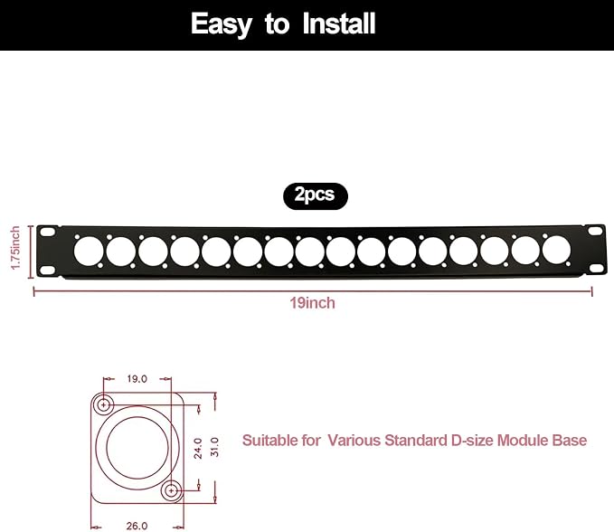 XLR HDMI Audio Rack Mount Panel, 1U Hinged D-Series Punched Metal HDMI Rack - Image 2
