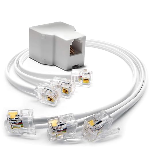 Phone Jack Splitter for Landline Duplex in-line 6P4C Telephone Adapter + by RetailAndBulk