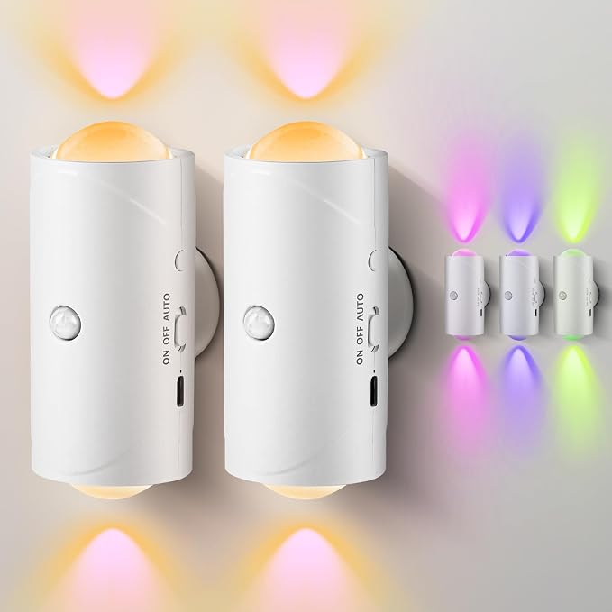 LED Motion Sensor Night Light, 7 Colors Rechargeable Battery Stair Light by Keledz