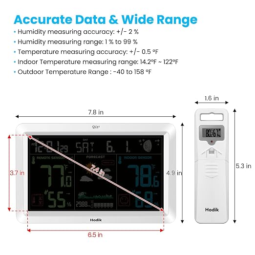 Weather Station with Atomic Clock Indoor Outdoor Thermometer Wireless, Humidity - Image 7