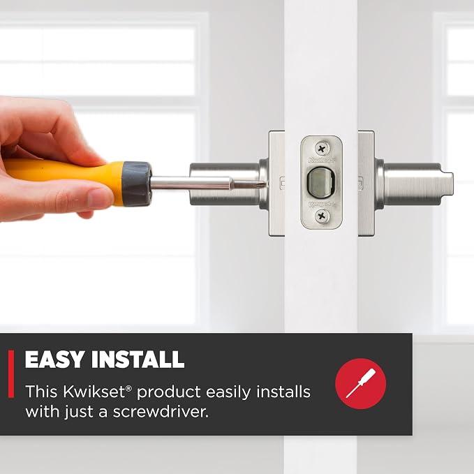 Kwikset Casey Door Handle, Satin Nickel | Interior Lever | Keyless Turn Lock | - Image 4