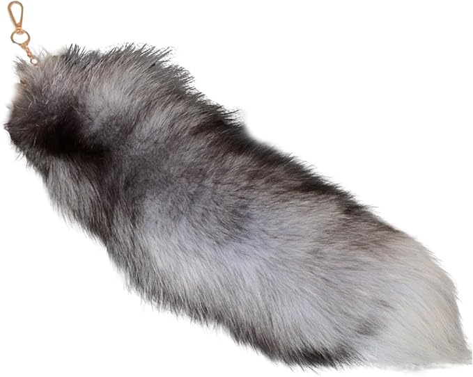 Fox Tail Keychain Long, Fluffy Therian Tail Faux Fur Keyring, Party Costume by Unknown