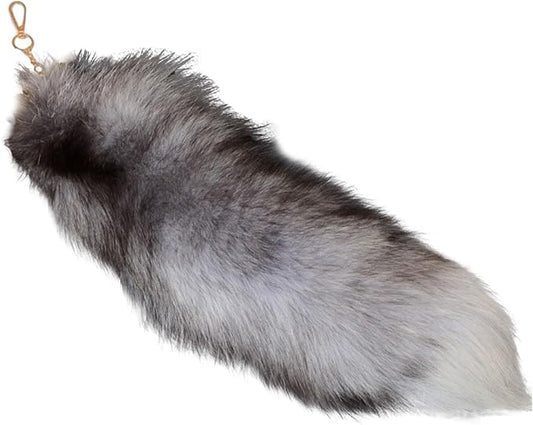 Fox Tail Keychain Long, Fluffy Therian Tail Faux Fur Keyring, Party Costume by Unknown