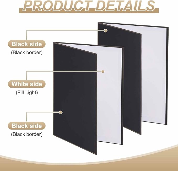 2Pcs 11"x8" Light Reflector 2 in 1 Photography Reflector Cardboards, Foldable & - Image 3