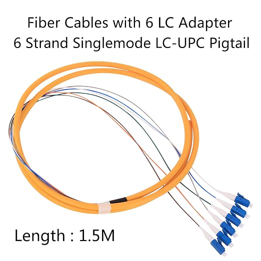 1.5m LC Fiber Pigtail, 6 Color-Coded SingleMode 9/125 LC-UPC Fiber Optic Patch - Image 2
