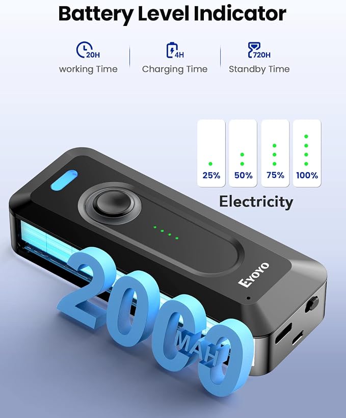 2-Pack Eyoyo 2D Bluetooth Barcode Scanner Wireless - Image 3