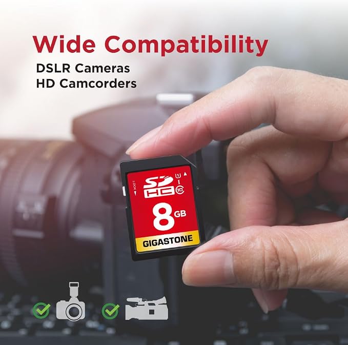 GIGASTONE 8GB SD Card 10-Pack UHS-I U1 Class 10 SDHC Memory Card Full HD Video - Image 6