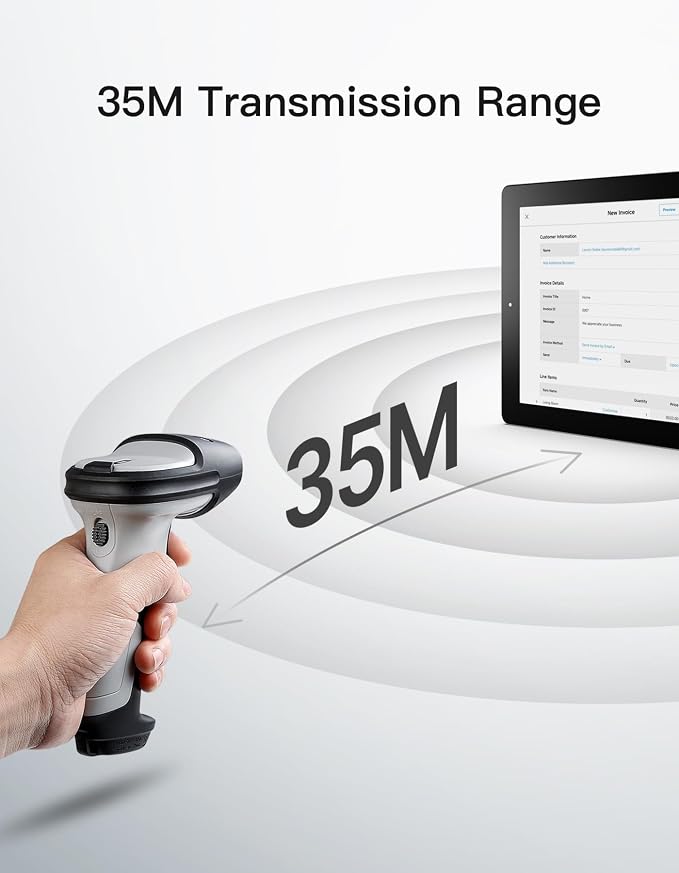 Inateck 2D Barcode Scanner, Wireless Bluetooth QR Code Scanner - Image 6