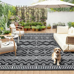 Garvee Outdoor Rug 9x18 Waterproof Reversible Boho Plastic Straw Mat, - Image 2