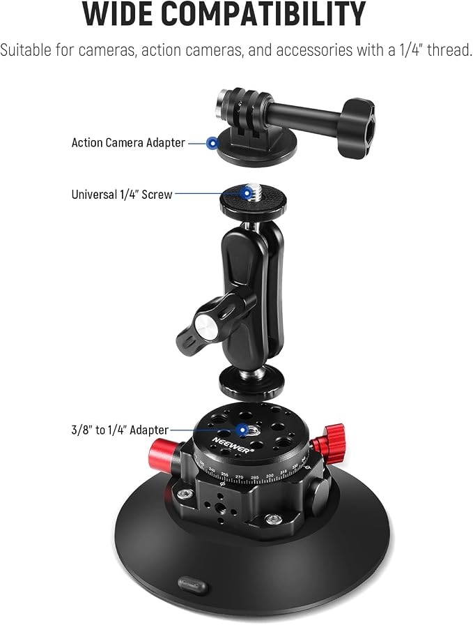 NEEWER 6" Suction Cup Camera Mount Compatible - Image 3