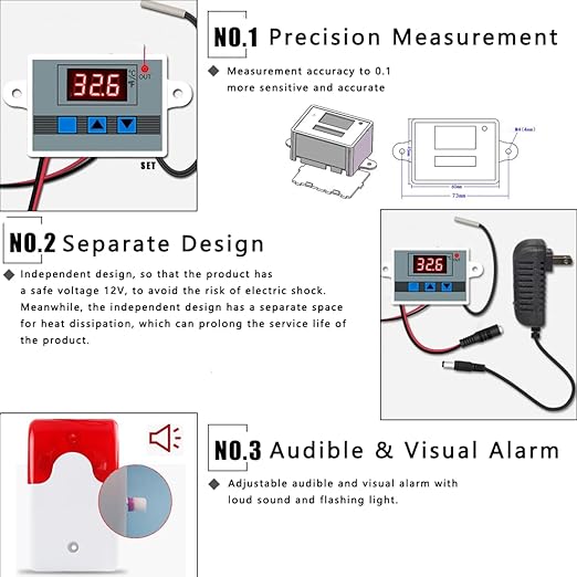 12V High/Low Temperature Monitor, Temperature Sensor - Image 4