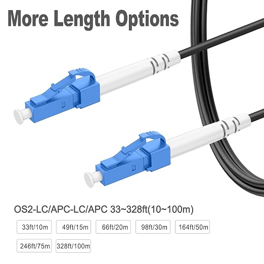 330 Feet Outdoor Simplex Fiber Optic Cable, OS2 LC to LC Single Mode Fiber - Image 3