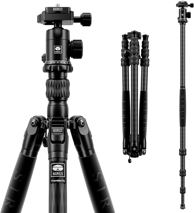 SIRUI Traveler 7C Camera Tripod 65.55 inches Carbon Fiber Arca Tripod by SIRUI