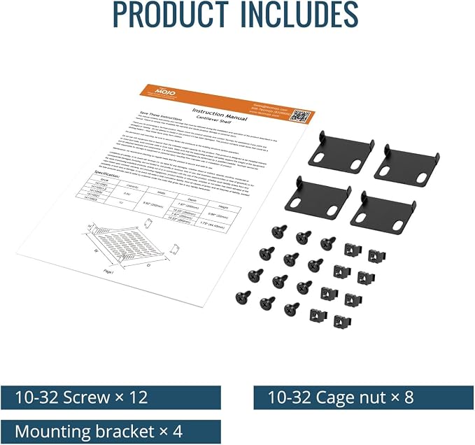 Tecmojo 2 Pack 0.5U Rack Mount Shelf - Image 7