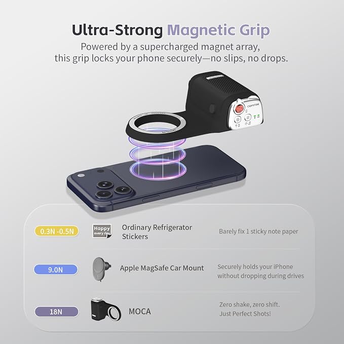 COMITOK Magnetic Camera Grip for iPhone 17 Pro, No App Needed for iOS26 System - Image 7