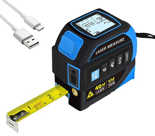 Tape Measure 4-in-1 Laser Digital Measuring Tape & 40m/131ft Laser Distance by TSTQH