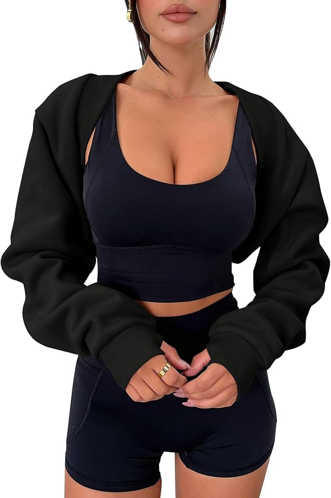 Zwurew Women's Bolero Shrug Long Sleeve Cropped Sweatshirt by Zwurew