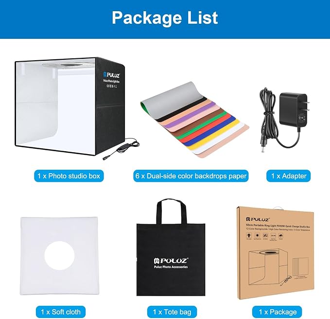 PULUZ Light Box Photography, 20x20 inch Portable Photo Studio Light Box - Image 7