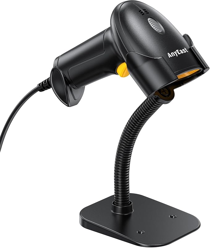 Barcode Scanner with Stand: USB Wired Inventory 2D 1D QR Code Scanner, by Anyeast